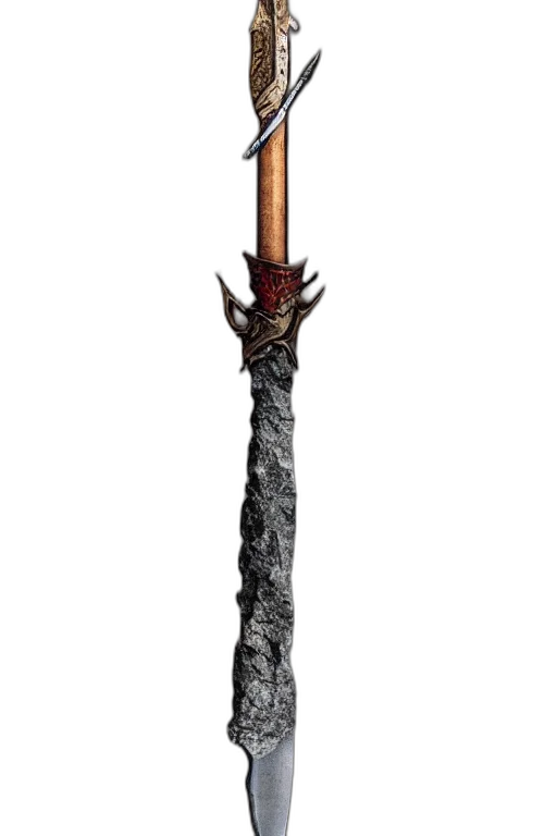 sword, staff, weapon, dragon, concept art, fantasy art, 3d render, pixel art transparent PNG cut-out