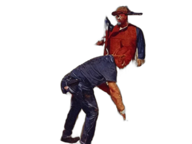 staff, weapon, jacket, hat transparent PNG cut-out