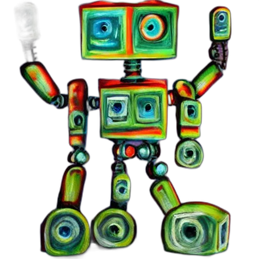 robot, staff, concept art, pixel art transparent PNG cut-out