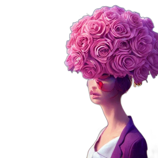 hat, crown, hair, flower, concept art, photorealistic, 3d render, fantasy art transparent PNG cut-out