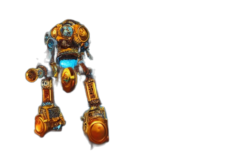 robot, weapon, concept art, 3d render, fantasy art, golden, scene, flower transparent PNG cut-out