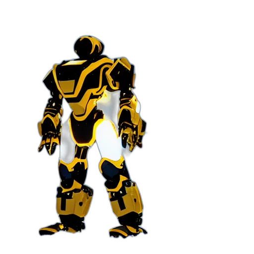 robot, concept art, 3d render, pixel art, comic book art, golden, black, gold transparent PNG cut-out