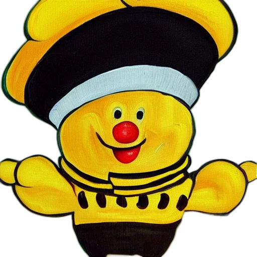 robot, hat, staff, face, 3d render, cute, bee, wearing transparent PNG cut-out