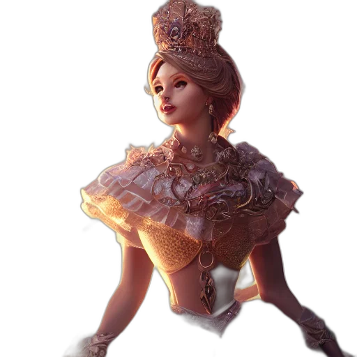 dress, crown, concept art, 3d render transparent PNG cut-out