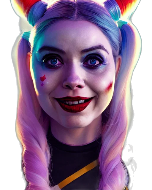 face, mask, creature, concept art, cartoon, comic book art, fantasy art, neon lights transparent PNG cut-out