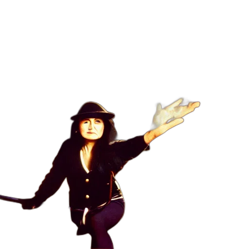 jacket, staff, hat, cartoon, concept art, comic book art, photorealistic, yoko transparent PNG cut-out