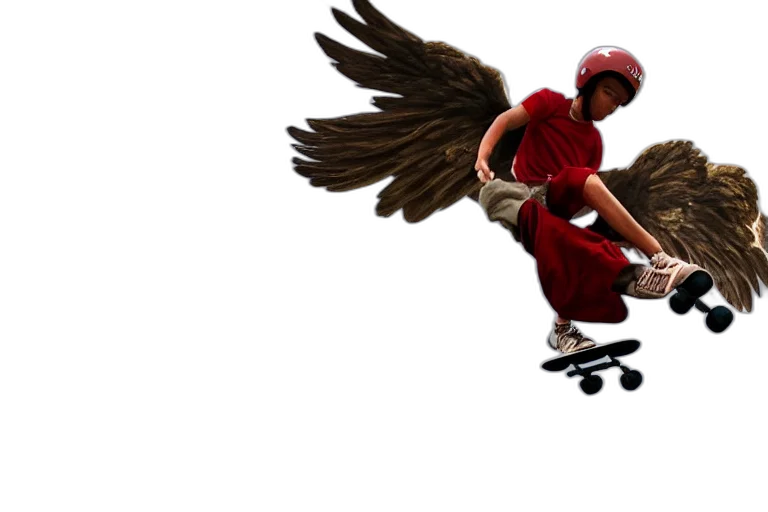 staff, concept art, photorealistic, 3d render, fantasy art, angels, skateboarding, heaven transparent PNG cut-out