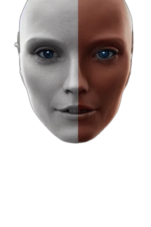 face, mask, robot, jewelry, 3d render, photorealistic, concept art, fantasy art transparent PNG cut-out