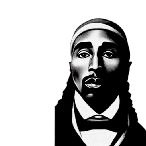 face, cartoon, photorealistic, concept art, comic book art, classical, portrait, tupac transparent PNG cut-out