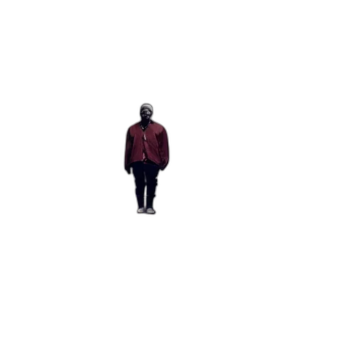 jacket, creature, robot, face, pixel art, 3d render, concept art, fog transparent PNG cut-out