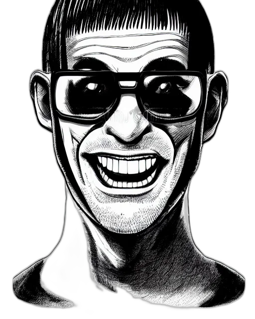 face, cartoon, comic book art, pencil sketch transparent PNG cut-out