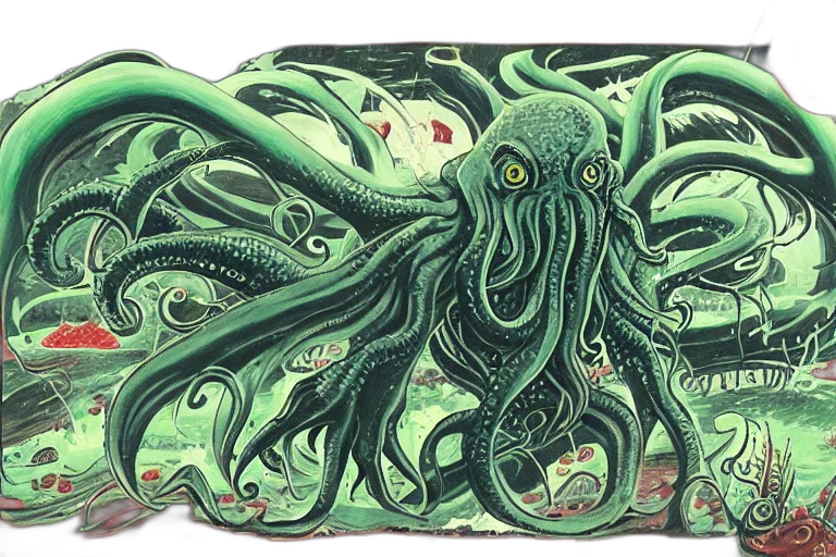 creature, animal, concept art, comic book art, watercolor, fantasy art, underwater, green transparent PNG cut-out