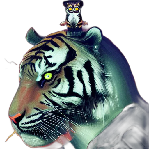 crown, animal, concept art, photorealistic, 3d render, fantasy art, tiger, made transparent PNG cut-out