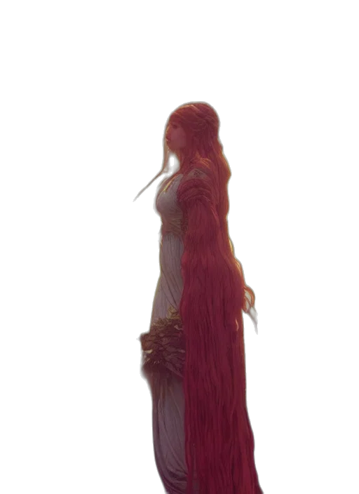 dress, staff, sword, hair transparent PNG cut-out