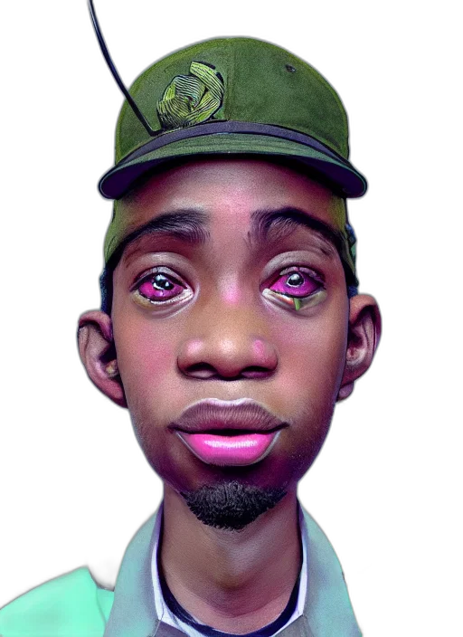 face, hat, creature, staff, concept art, photorealistic, cartoon, 3d render transparent PNG cut-out