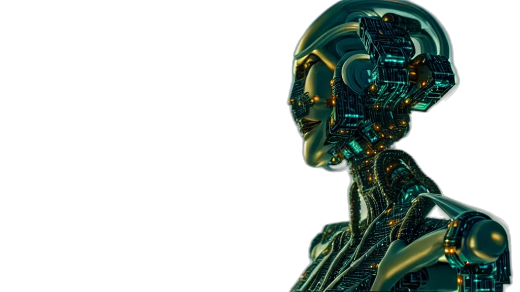 robot, cyberpunk, concept art, 3d render transparent PNG cut-out