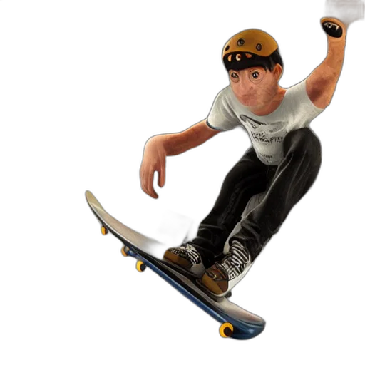 3d render, photorealistic, concept art, cartoon, tony, hawk, max, animation transparent PNG cut-out