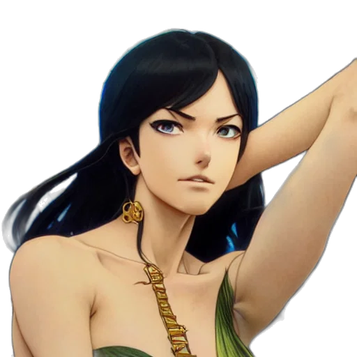 jewelry, dress, staff, face, fantasy art, anime, concept art, comic book art transparent PNG cut-out