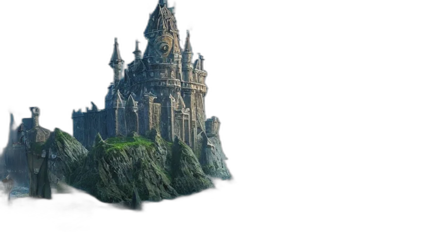 building, crown, sword, dragon, concept art, 3d render, fantasy art, photorealistic transparent PNG cut-out