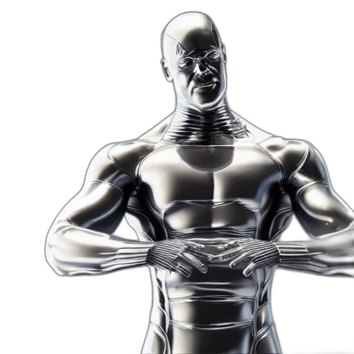 robot, comic book art, concept art, 3d render, photorealistic, still, photo, silver transparent PNG cut-out