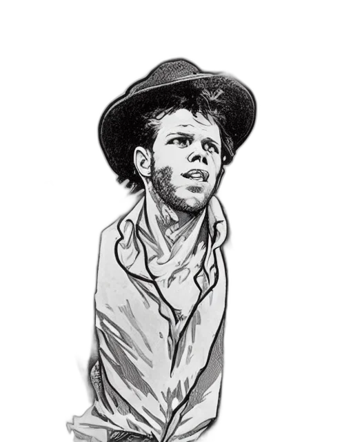 hat, face, jacket, staff transparent PNG cut-out