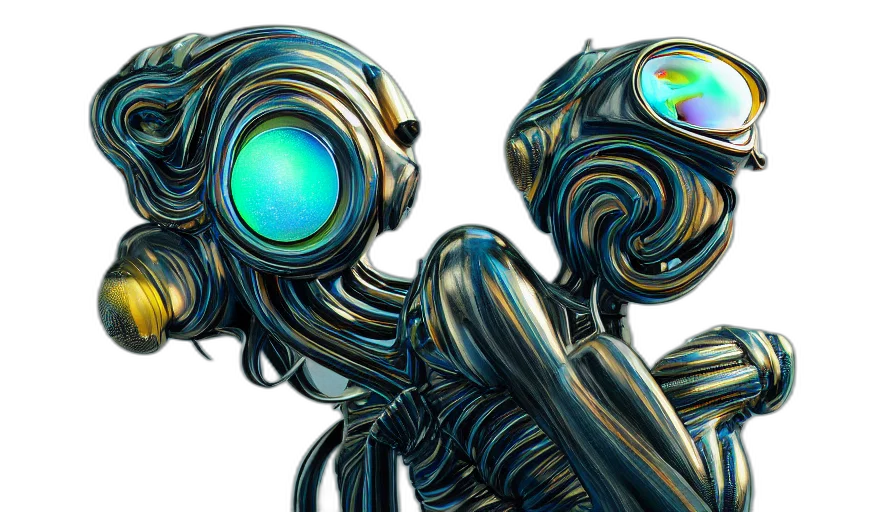 robot, creature, concept art, cyberpunk, comic book art, 3d render, outer space, bubbles transparent PNG cut-out