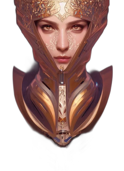 face, mask, robot, crown, fantasy art, concept art, cyberpunk, photorealistic transparent PNG cut-out