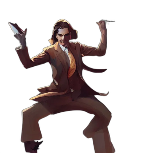 jacket, staff, concept art, comic book art, fantasy art, pixel art, concept, art transparent PNG cut-out