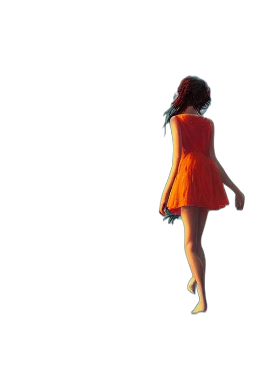 dress, hair, 3d render, concept art, photorealistic, pixel art, outer space, red transparent PNG cut-out