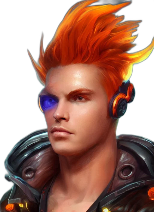 face, staff, hair, cyberpunk transparent PNG cut-out