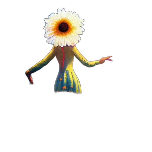 flower, dress, creature, staff, concept art, 3d render, pixel art, fantasy art transparent PNG cut-out