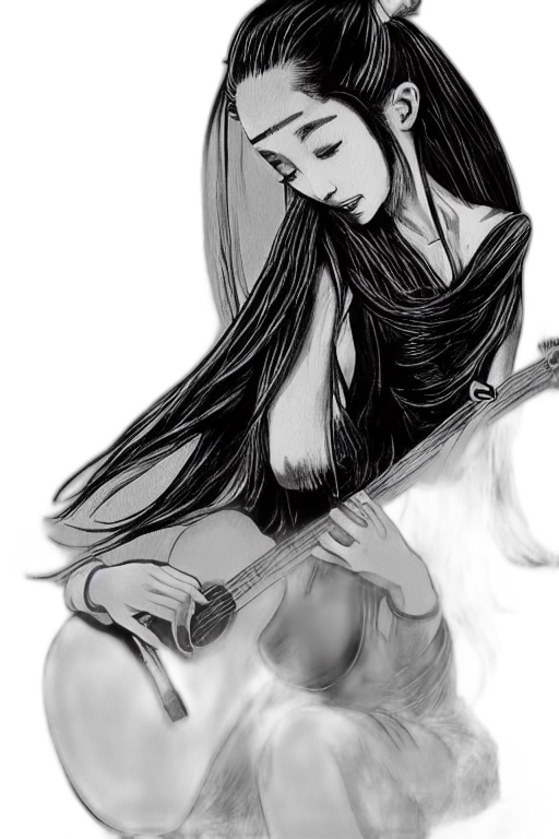 dress, jewelry, fantasy art, pencil sketch transparent PNG cut-out