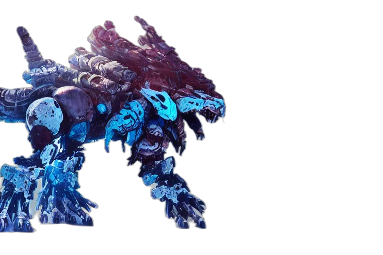 dragon, creature, robot, animal, 3d render, concept art, blue, frostclaw transparent PNG cut-out