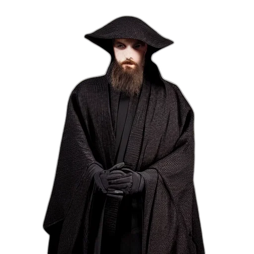 jacket, staff, mask, hat, concept art, 3d render, dark, fashion transparent PNG cut-out