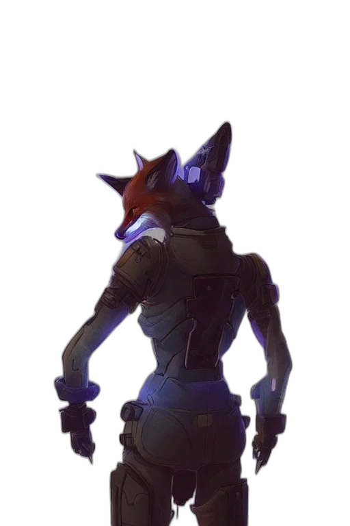 staff, jacket, mask, animal, concept art, cyberpunk, fantasy art, 3d render transparent PNG cut-out