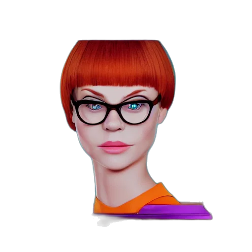 hair, face, staff, 3d render transparent PNG cut-out