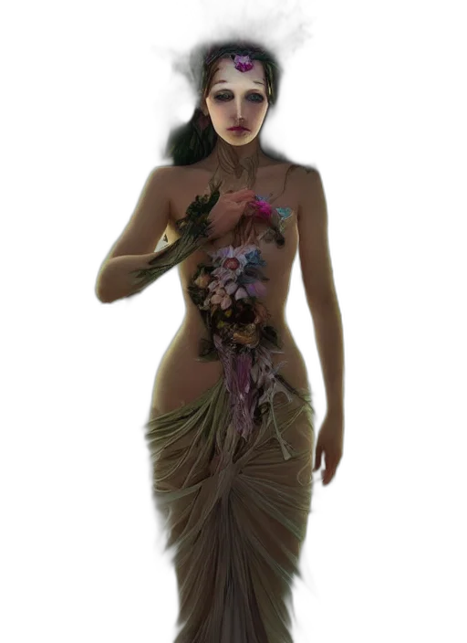 dress, flower, jewelry, creature transparent PNG cut-out