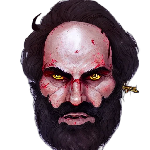 face, mask, creature, concept art, fantasy art, comic book art, watercolor, red transparent PNG cut-out