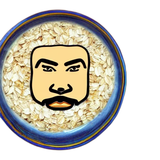 food, cartoon, anime, pixel art, bowl, oats, face, john transparent PNG cut-out