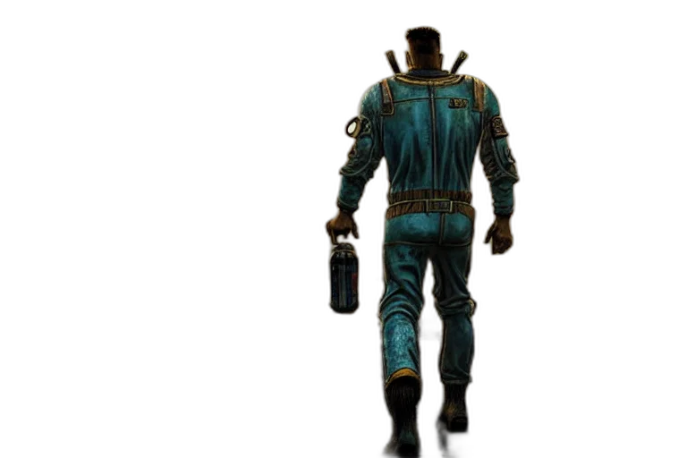 robot, jacket, staff, weapon transparent PNG cut-out