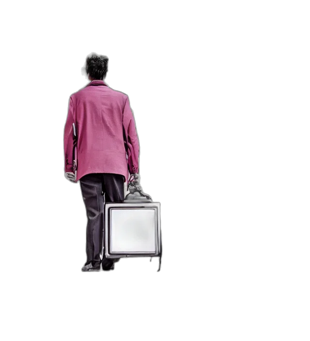 jacket, staff, furniture, robot, concept art, 3d render, walking, talking transparent PNG cut-out