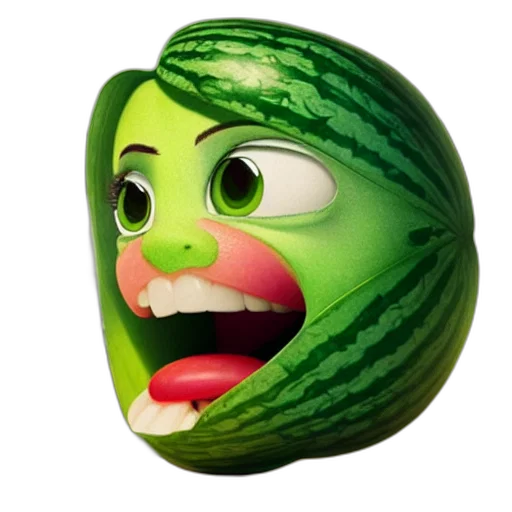 face, mask, food, creature, 3d render, photorealistic, concept art, green transparent PNG cut-out