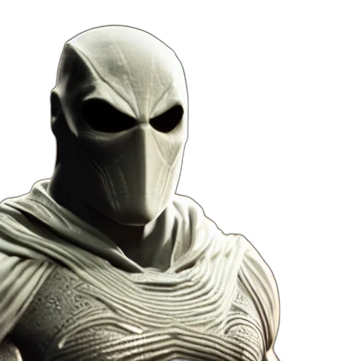 mask, comic book art, concept art, 3d render, monochrome, still, photo, moon transparent PNG cut-out