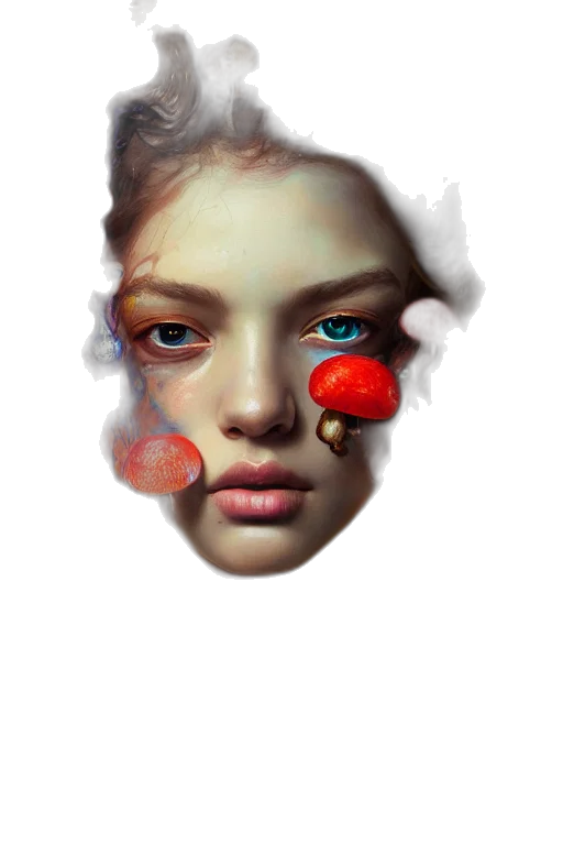 face, mask, crown, creature, photorealistic, concept art, 3d render, fantasy art transparent PNG cut-out