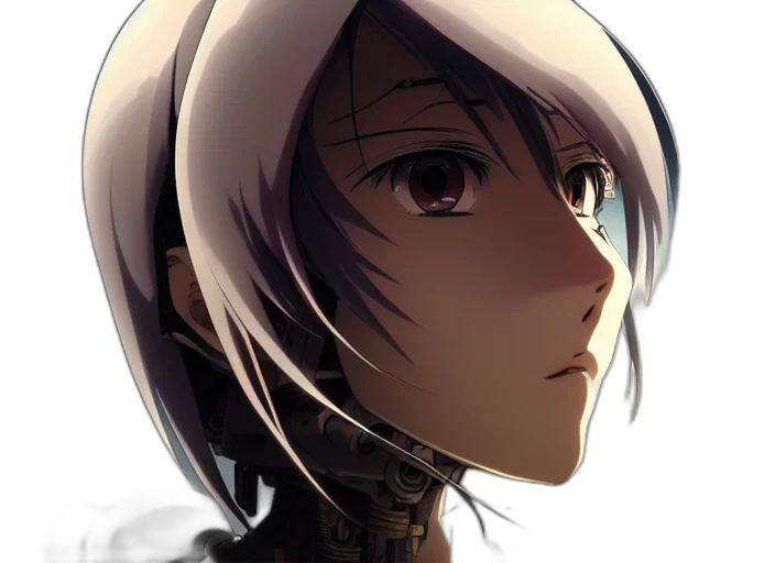 face, robot, mask, weapon, anime, concept art, photorealistic, pixel art transparent PNG cut-out
