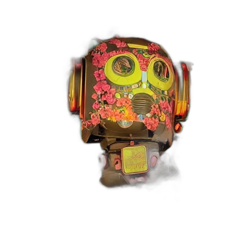 robot, mask, creature, face, concept art, 3d render, watercolor, fantasy art transparent PNG cut-out