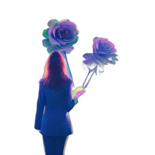 flower, dress, staff, jacket, concept art, watercolor, vaporwave, pixel art transparent PNG cut-out