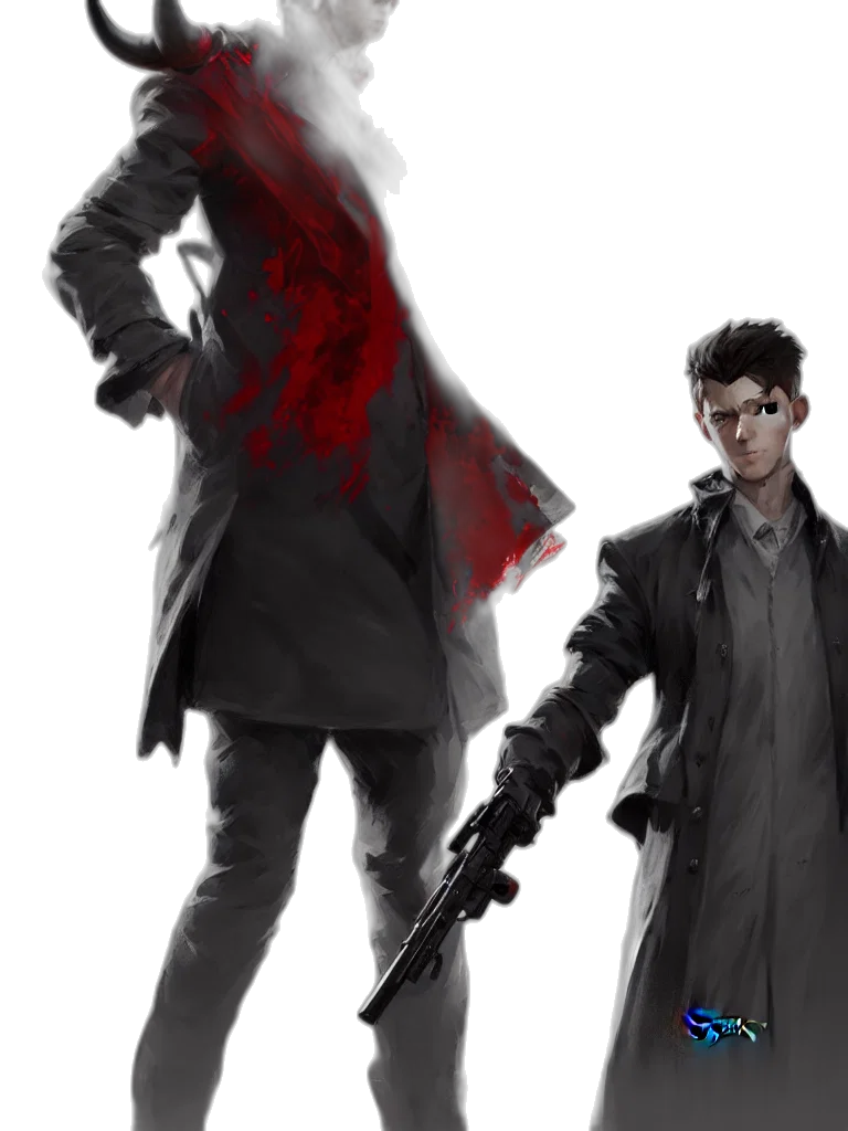 weapon, staff, jacket, concept art transparent PNG cut-out