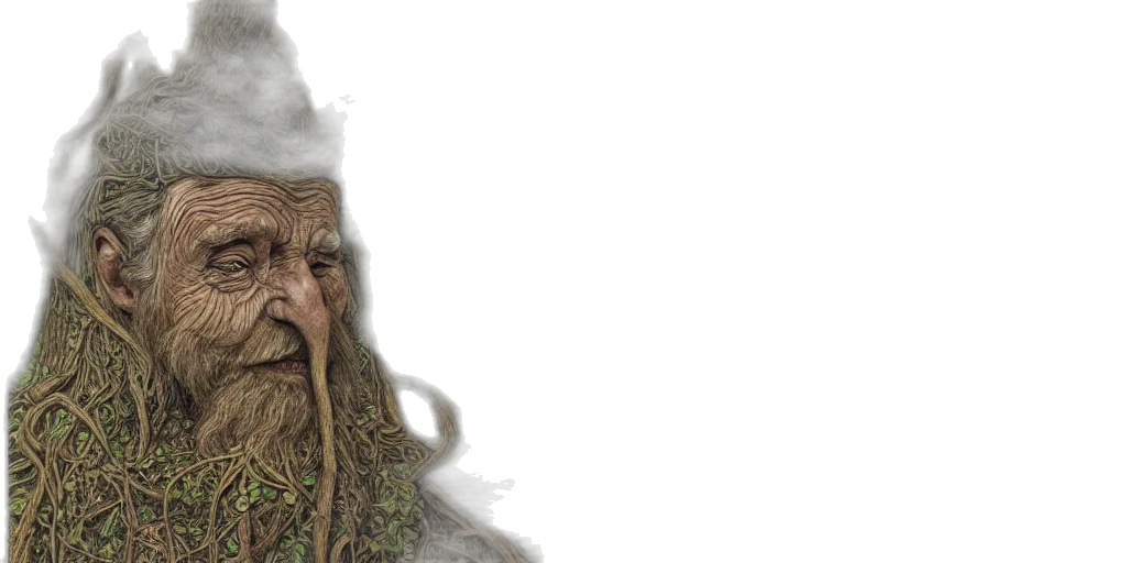 hat, hair, creature, staff transparent PNG cut-out