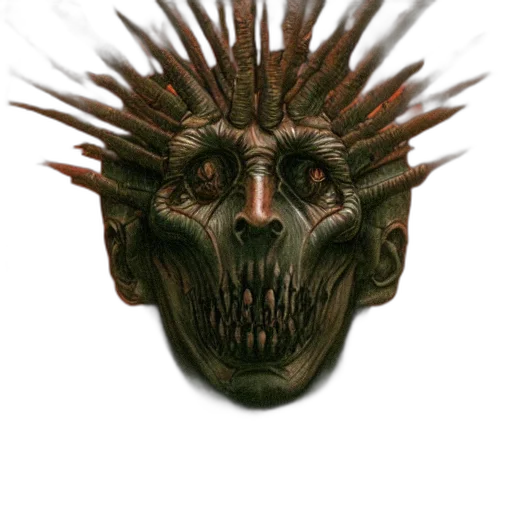 mask, face, creature, crown, concept art, 3d render, fantasy art, photorealistic transparent PNG cut-out